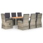 vidaXL Set comedor jardín 9 pzas y cojines ratán sintético gris vidaXL Set comedor jardín 9 pzas y cojines ratán sintético gris