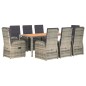 vidaXL Set comedor jardín 9 pzas y cojines ratán sintético gris vidaXL Set comedor jardín 9 pzas y cojines ratán sintético gris