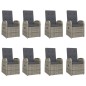 vidaXL Set comedor jardín 9 pzas y cojines ratán sintético gris vidaXL Set comedor jardín 9 pzas y cojines ratán sintético gris