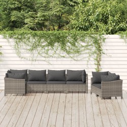 vidaXL Set de muebles de jardín 7 pzas y cojines ratán sintético gris