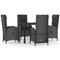 vidaXL Set de muebles jardín 5 pzas con cojines ratán sintético negro vidaXL Set de muebles jardín 5 pzas con cojines ratán sintético negro