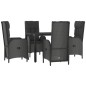 vidaXL Set de muebles jardín 5 pzas con cojines ratán sintético negro vidaXL Set de muebles jardín 5 pzas con cojines ratán sintético negro