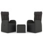vidaXL Juego salón jardín 3 pzas ratán sintético y acero negro vidaXL Juego salón jardín 3 pzas ratán sintético y acero negro