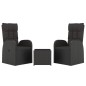 vidaXL Juego salón jardín 3 pzas ratán sintético y acero negro vidaXL Juego salón jardín 3 pzas ratán sintético y acero negro
