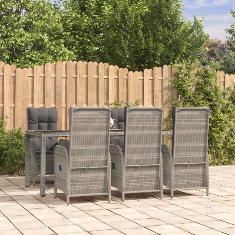 vidaXL Set comedor jardín 7 pzas y cojines ratán sintético gris vidaXL Set comedor jardín 7 pzas y cojines ratán sintético gris