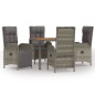 vidaXL Set comedor de jardín 5 piezas con cojines ratán sintético gris vidaXL Set comedor de jardín 5 piezas con cojines ratán sintético gris