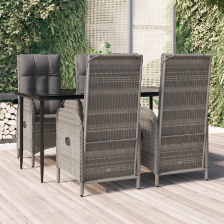 vidaXL Set comedor jardín 5 pzas y cojines ratán sintético negro gris