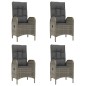 vidaXL Set comedor jardín 5 pzas y cojines ratán sintético negro gris