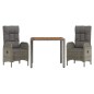 vidaXL Set comedor de jardín 3 piezas con cojines ratán sintético gris