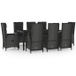 vidaXL Set de comedor de jardín 9 pzas y cojines ratán sintético negro vidaXL Set de comedor de jardín 9 pzas y cojines ratán sintético negro