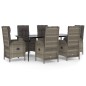 vidaXL Set comedor jardín 7 pzas y cojines ratán sintético negro gris vidaXL Set comedor jardín 7 pzas y cojines ratán sintético negro gris