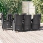 vidaXL Set de comedor de jardín 9 pzas y cojines ratán sintético negro