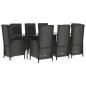 vidaXL Set de comedor de jardín 9 pzas y cojines ratán sintético negro