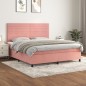 vidaXL Cama box spring con colchón terciopelo rosa 160x200 cm vidaXL Cama box spring con colchón terciopelo rosa 160x200 cm