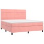 vidaXL Cama box spring con colchón terciopelo rosa 160x200 cm vidaXL Cama box spring con colchón terciopelo rosa 160x200 cm