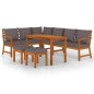 vidaXL Juego comedor jardín y cojines 7 piezas madera maciza acacia