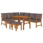 vidaXL Juego comedor jardín y cojines 7 piezas madera maciza acacia