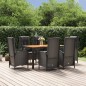 vidaXL Set de comedor de jardín 7 pzas y cojines ratán sintético negro