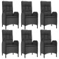 vidaXL Set de comedor de jardín 7 pzas y cojines ratán sintético negro