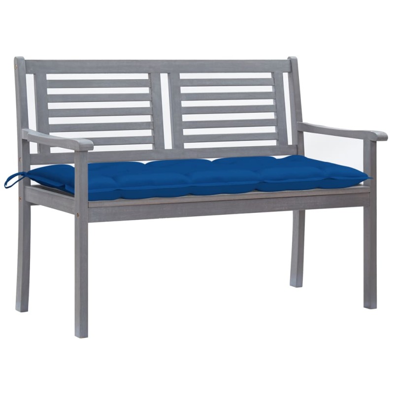 vidaXL Banco de jardín 2 plazas madera eucalipto gris y cojín 120 cm vidaXL Banco de jardín 2 plazas madera eucalipto gris y cojín 120 cm