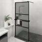 vidaXL Mampara ducha con estante vidrio ESG y aluminio negro 100x195cm