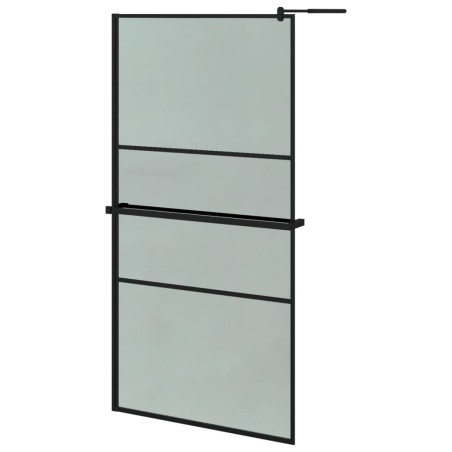 vidaXL Mampara ducha con estante vidrio ESG y aluminio negro 100x195cm