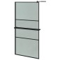 vidaXL Mampara ducha con estante vidrio ESG y aluminio negro 100x195cm