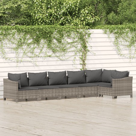 vidaXL Set de muebles de jardín 6 pzas y cojines ratán sintético gris