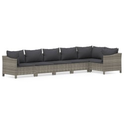vidaXL Set de muebles de jardín 6 pzas y cojines ratán sintético gris