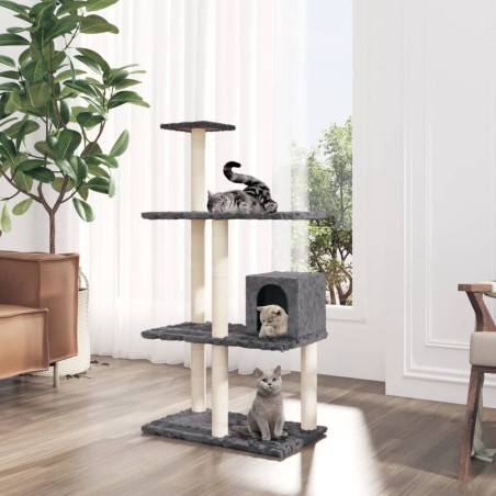 vidaXL Rascador para gatos con postes de sisal gris oscuro 119 cm