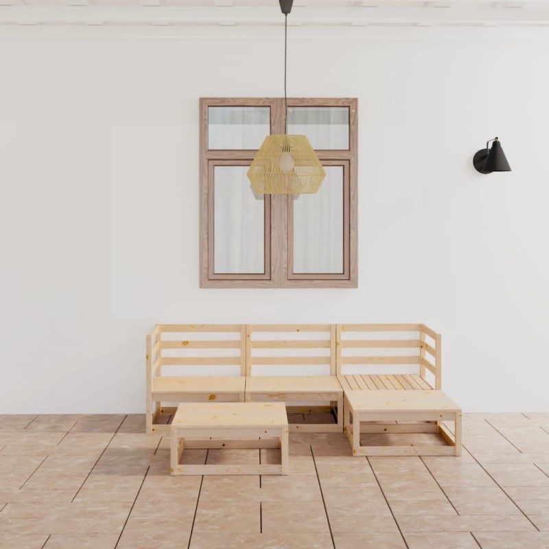 vidaXL Juego de muebles de jardín 5 piezas madera maciza de pino vidaXL Juego de muebles de jardín 5 piezas madera maciza de pino