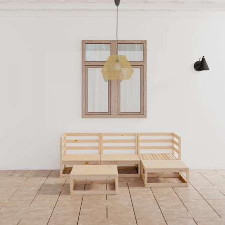 vidaXL Juego de muebles de jardín 5 piezas madera maciza de pino
