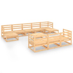 vidaXL Juego de muebles de jardín 11 piezas madera maciza de pino