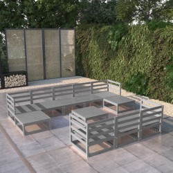 vidaXL Juego de muebles de jardín 11 piezas madera maciza de pino