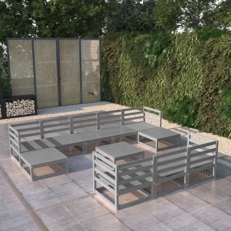 vidaXL Juego de muebles de jardín 11 piezas madera maciza de pino