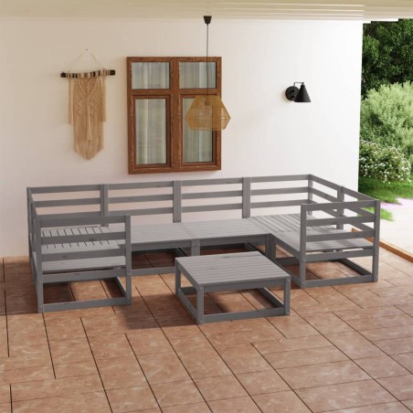 vidaXL Juego de muebles de jardín 7 piezas madera maciza de pino