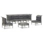 vidaXL Set de muebles de jardín 7 pzas y cojines ratán sintético gris vidaXL Set de muebles de jardín 7 pzas y cojines ratán sintético gris