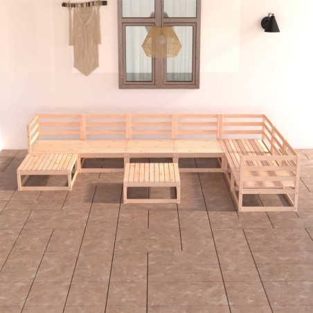 vidaXL Juego de muebles de jardín 8 piezas madera maciza de pino