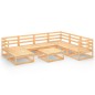 vidaXL Juego de muebles de jardín 8 piezas madera maciza de pino