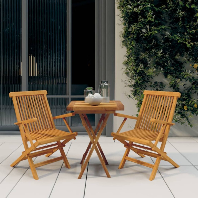 vidaXL Juego de comedor para jardín 3 piezas madera maciza de teca vidaXL Juego de comedor para jardín 3 piezas madera maciza de teca