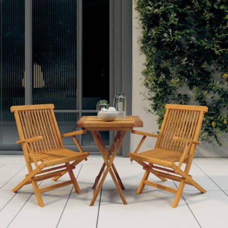vidaXL Juego de comedor para jardín 3 piezas madera maciza de teca