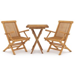vidaXL Juego de comedor para jardín 3 piezas madera maciza de teca