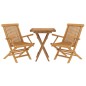 vidaXL Juego de comedor para jardín 3 piezas madera maciza de teca vidaXL Juego de comedor para jardín 3 piezas madera maciza de teca