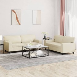 vidaXL Juego de sofás 2 piezas cuero sintético color crema