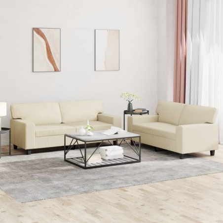 vidaXL Juego de sofás 2 piezas cuero sintético color crema