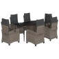 vidaXL Set comedor jardín 7 pzas y cojines ratán sintético gris vidaXL Set comedor jardín 7 pzas y cojines ratán sintético gris