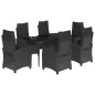 vidaXL Set de comedor de jardín 7 pzas y cojines ratán sintético negro vidaXL Set de comedor de jardín 7 pzas y cojines ratán sintético negro