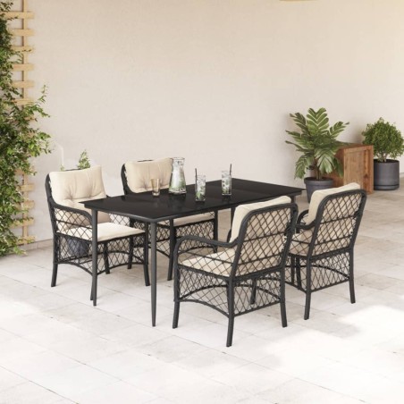 vidaXL Set de muebles jardín 5 pzas con cojines ratán sintético negro