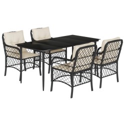 vidaXL Set de muebles jardín 5 pzas con cojines ratán sintético negro