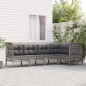 vidaXL Set de muebles de jardín 5 pzas y cojines ratán sintético gris vidaXL Set de muebles de jardín 5 pzas y cojines ratán sintético gris